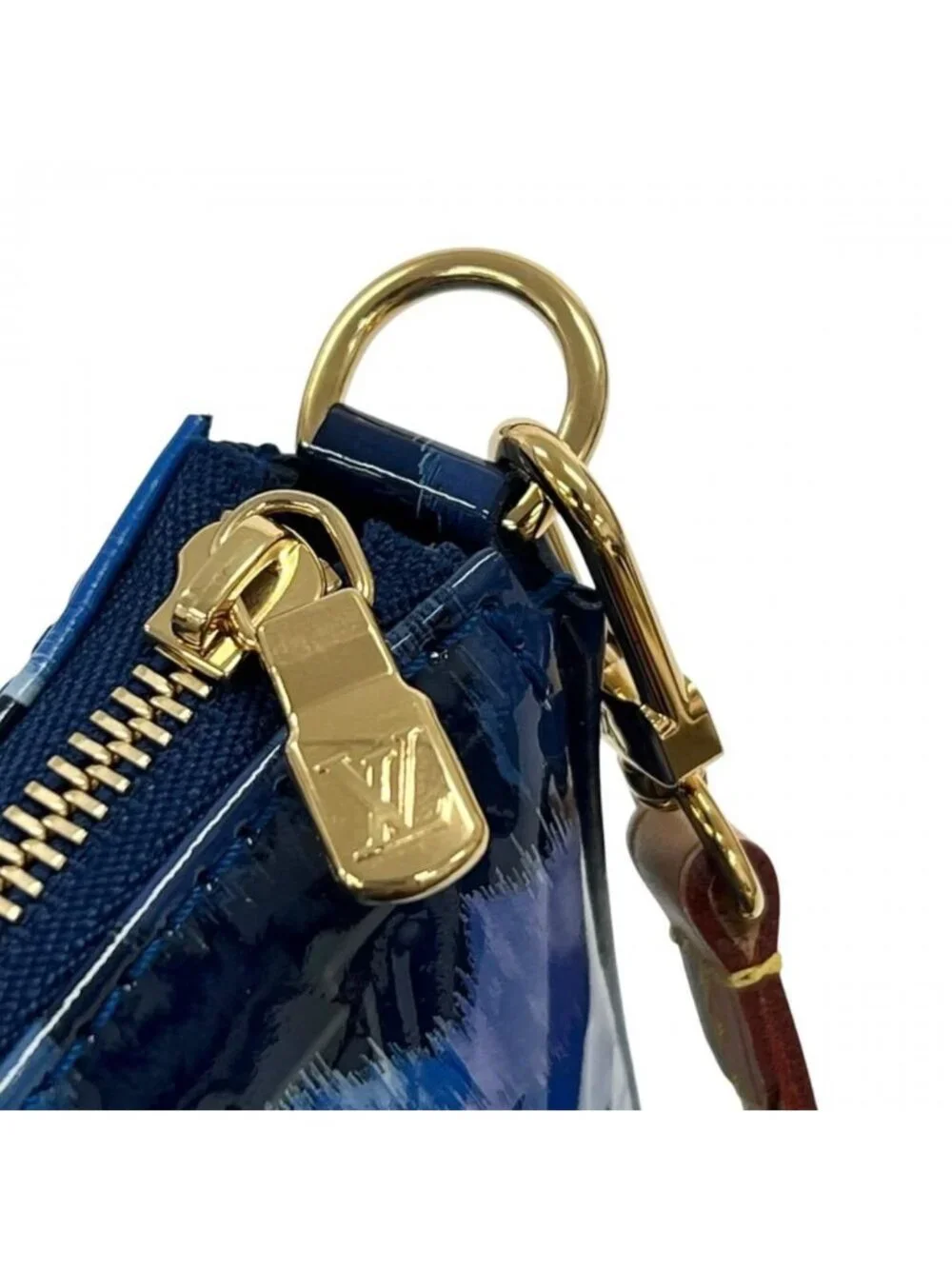 Louis Vuitton Monogram Vernis Accessoires Ikat Flower Shoulder Bag Blue Gold